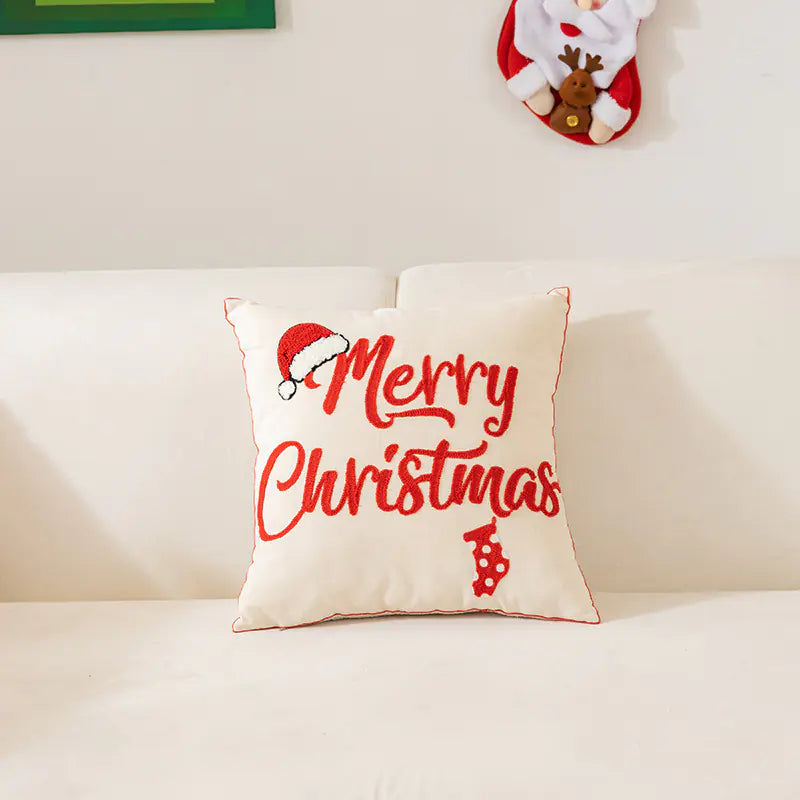 Holiday Embroidered Pillow Cover
