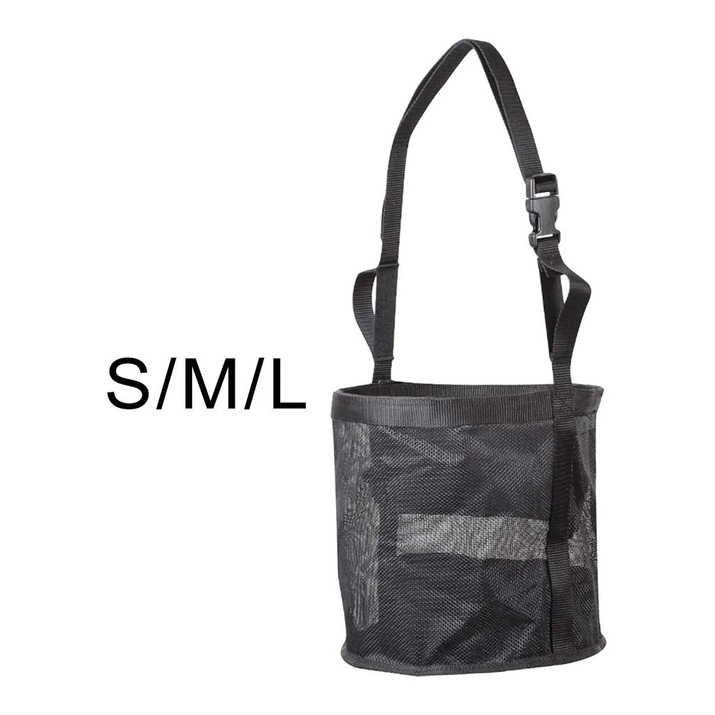 Adjustable Multi-Size Black and Blue Horse Feed Bag