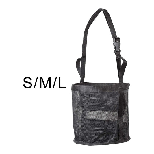Adjustable Multi-Size Black and Blue Horse Feed Bag