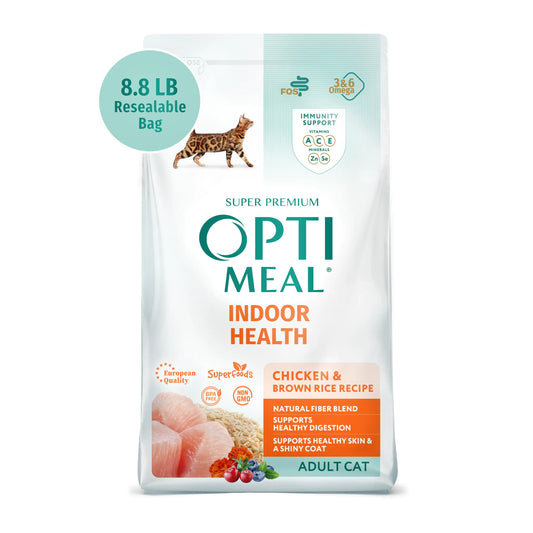 OPtimeal Indoor Cat Dry Food- Chicken & Brown Rice Healthy Recipe Cat Food Dry for Adult Cats - Proudly Ukrainian