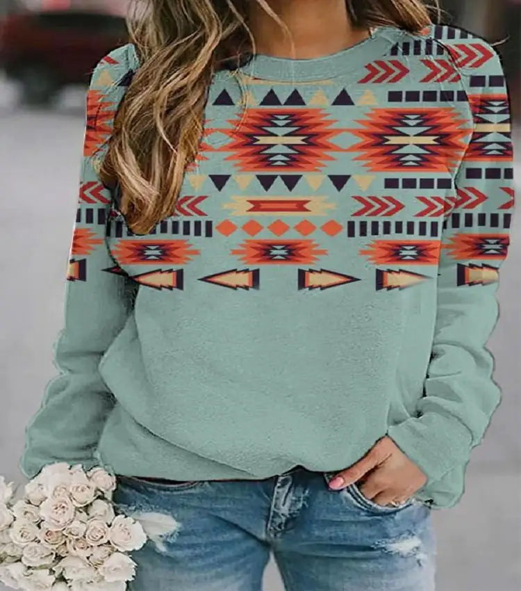 Vintage Geo-Print Ladies' Sweatshirt