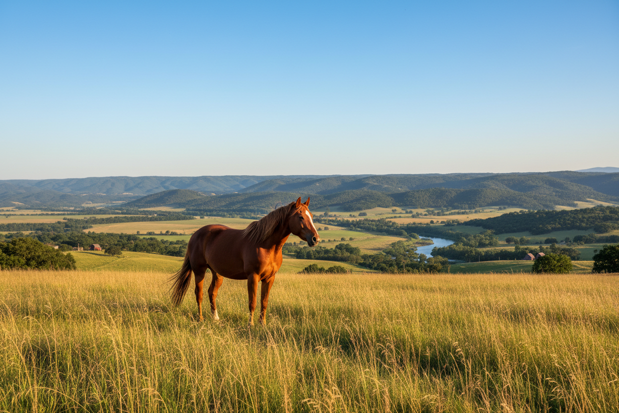 horse with land in the background