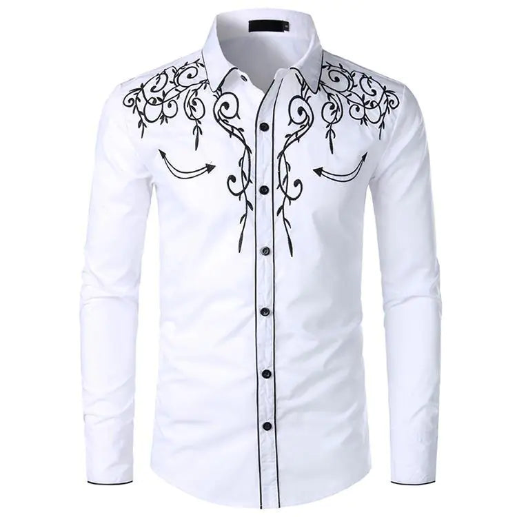 Men's Western Embroidered Casual Shirt