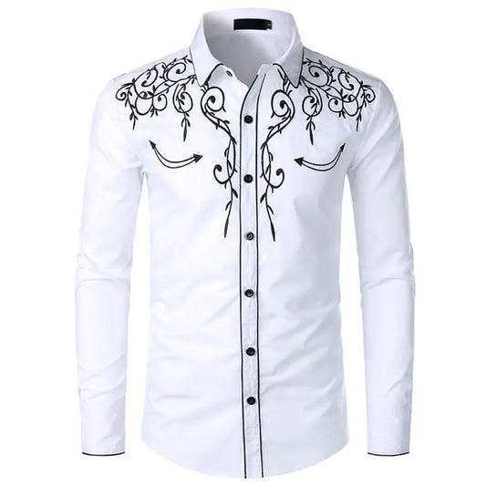 Men's Western Embroidered Casual Shirt