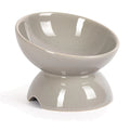 GMYIAK Ceramic Elevated Cat Food Bowl Tilted Cat Food and Water Bowl Anti Vomiting and Protect Pets Spines Dishes for Small Dog Fat Faced Cat Kitten (Grey)