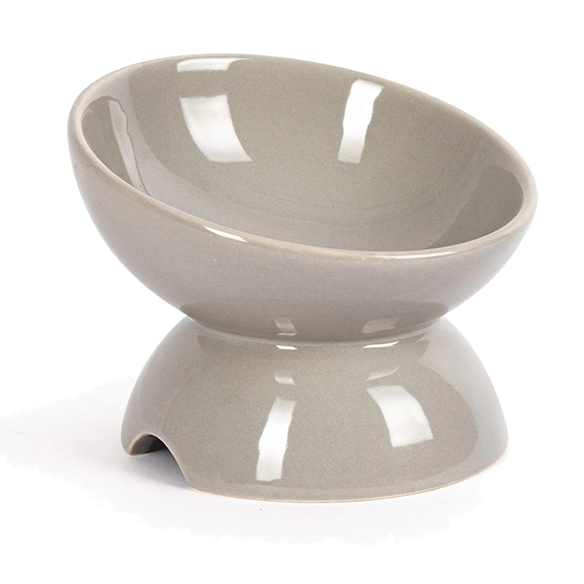 GMYIAK Ceramic Elevated Cat Food Bowl Tilted Cat Food and Water Bowl Anti Vomiting and Protect Pets Spines Dishes for Small Dog Fat Faced Cat Kitten (Grey)