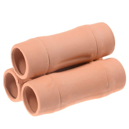 Ceramic Shrimp Shelter Tube with Fish Ornaments