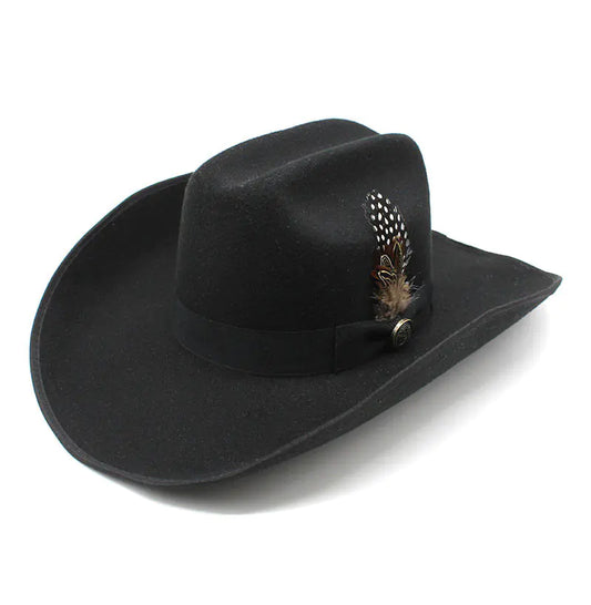 Unisex Woolen Western Hat - Chic Cowboy Style