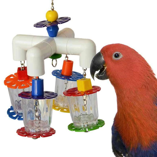 Clear Cup Quad Forager Bird Toy