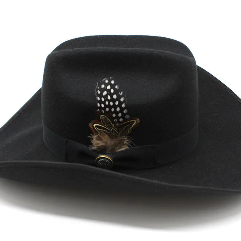 Unisex Woolen Western Hat - Chic Cowboy Style