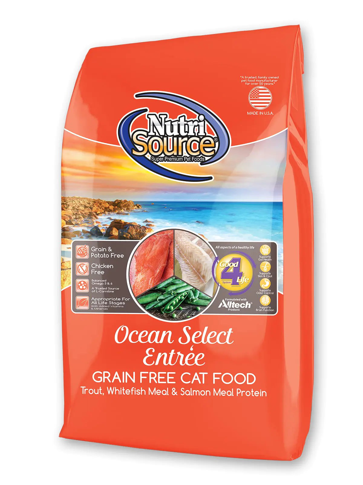 NutriSource Grain-Free Cat Food Made with Ocean Select Trout Whitefish and Salmon Meal 15LB Dry Cat Food
