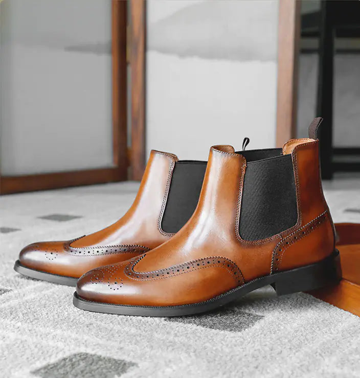 Men's Rugged Leather-Tipped Western Boots