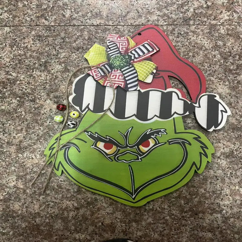 Grinch Theme Wooden Door Sign