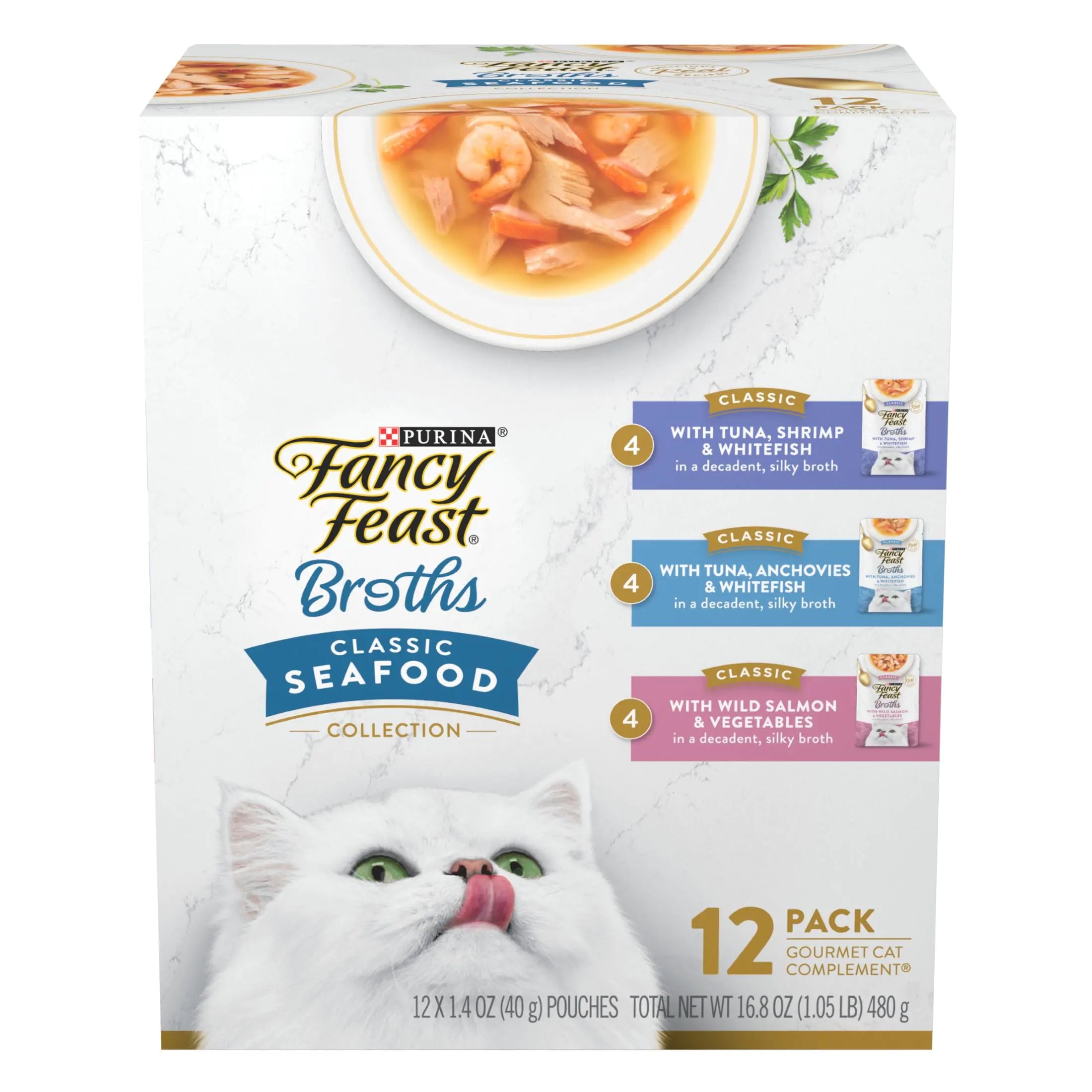 Purina Fancy Feast Broths Adult Wet Cat Food - (12) 1.4 oz. Pouches