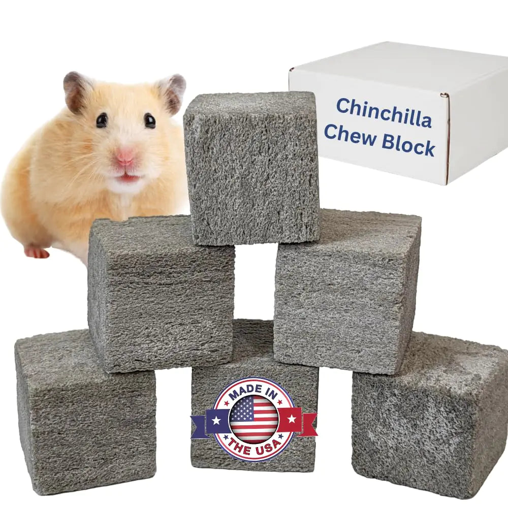 Chinchilla Chew Toys Pumice Chew Blocks Lava Block for Hamster Rat Mice Degus Gerbils Small Animal Toys Guinea Pigs Chew Toys Rabbit Toys Bunny Toys by Billy Buckskin (Pack of 6)Mined in USA