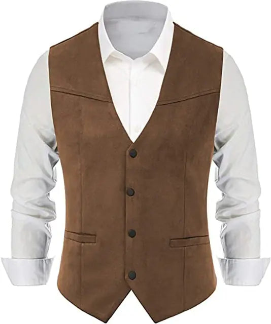 Classic Western Denim Groom Vest