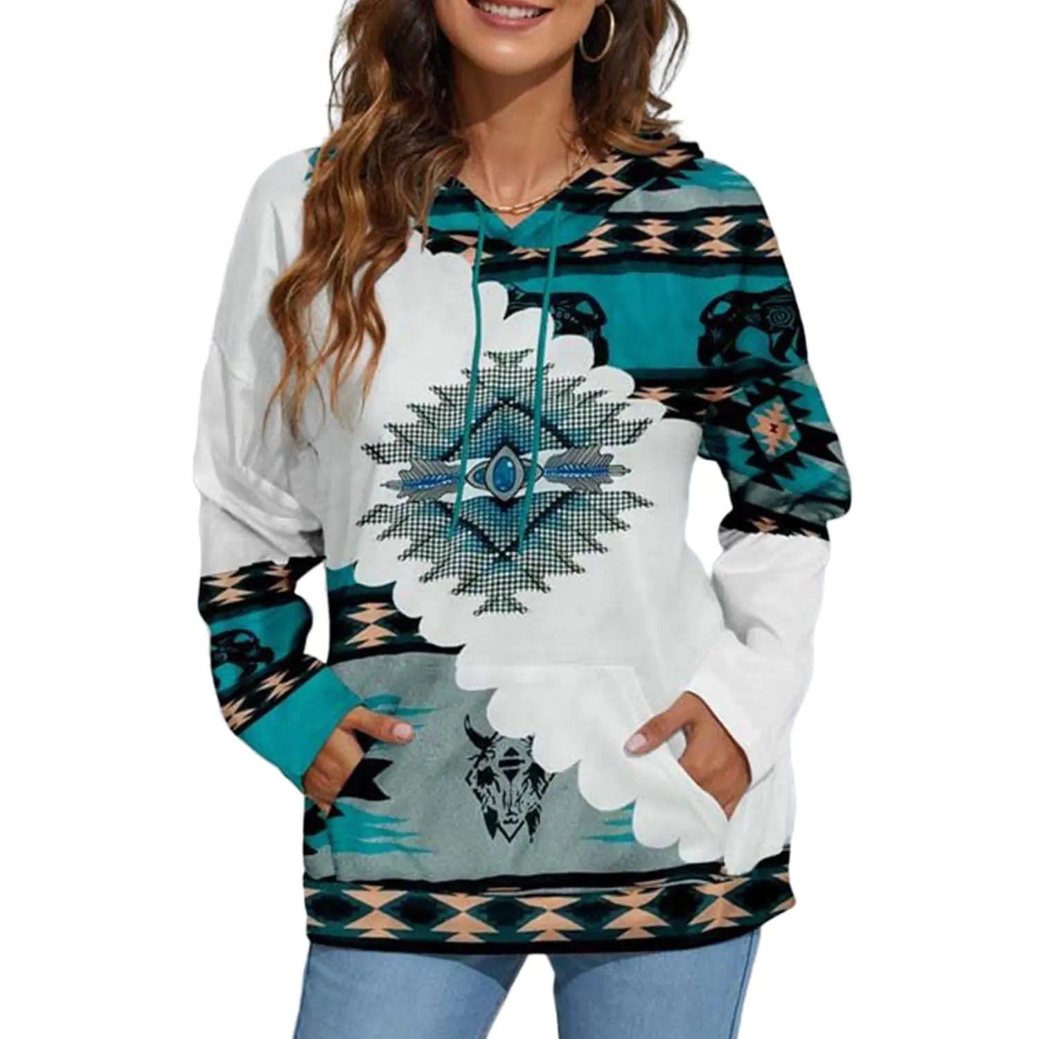 Lanaoree Ethnic Rhombus Hoodie for Women