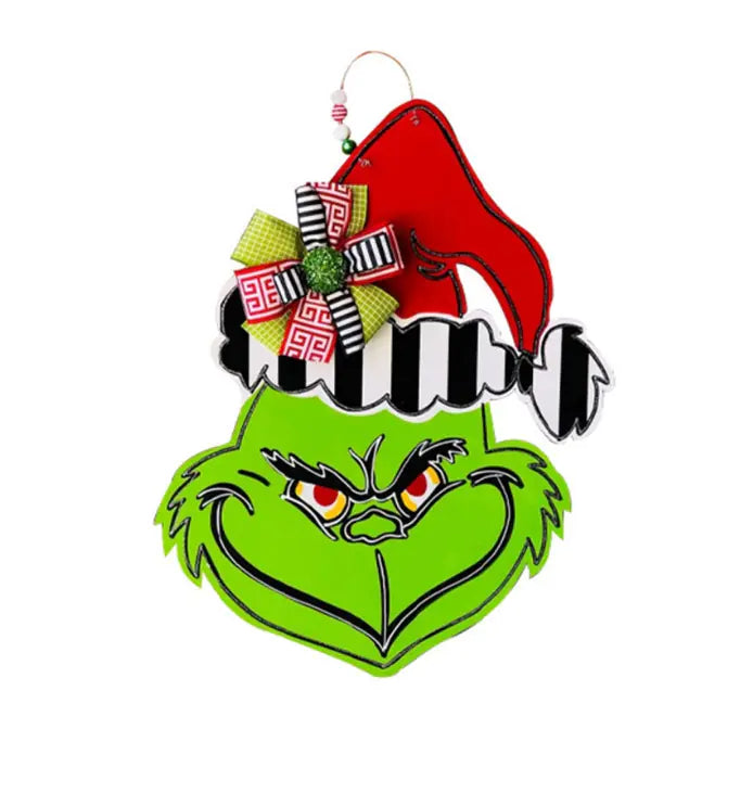 Grinch Theme Wooden Door Sign