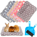 Yulejo 6 Pieces Guinea Pig Bed Plush Hamster Mat Bunny Bed Small Animal Sleeping Bedding Pads with Cleaning Dustpan Brush for Chinchilla Squirrel Hedgehog Small Animals (Cute Color Star)