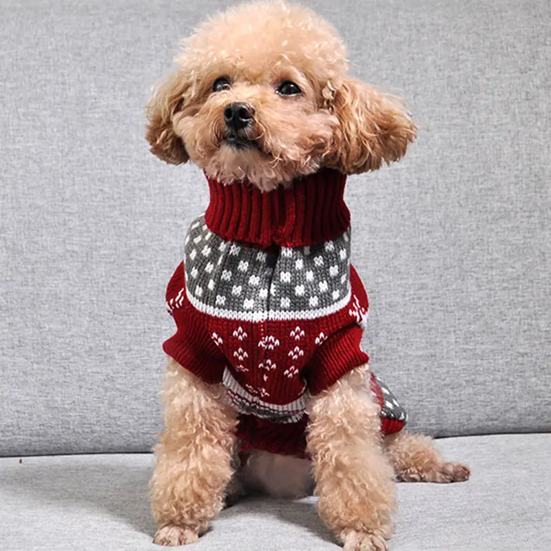 Holiday Maple Turtleneck Pet Sweater