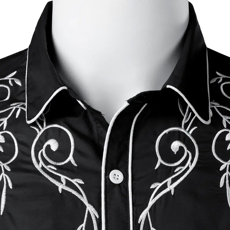 Slim-Fit Embroidered Western Shirt