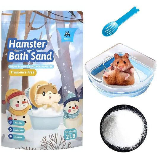 kathson Hamster Bathing Sand with Sandbox, Potty Litter, Sand Bath for Dwarf Hamster Gerbil Mouse