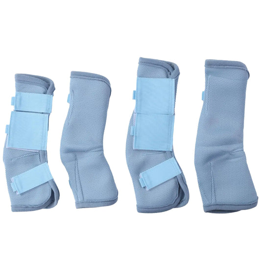Gallopoff Horse Fly Boots Set of 4 Breathable Comfy Mesh Fly Boots for Horses Non-slip Horse Fly Leggings No More Stomping & Horsefly Nuisance Lightblue Pony