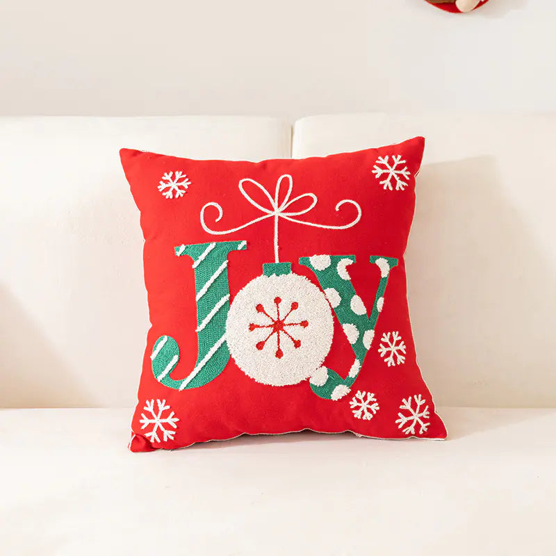 Holiday Embroidered Pillow Cover