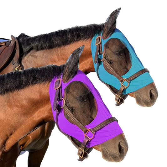 Prairie Horse Supply - UV Fly Mask with Ears for Horses – stretchy Comfort Fit Design - Horse Fly Protection for Trail and Pasture - Durable Mesh Shields from UV Rays - Purple - Arab/Cob/Small Quarter