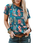Vintage Cowgirl Graphic Tee: Western Rodeo 3D Print Top