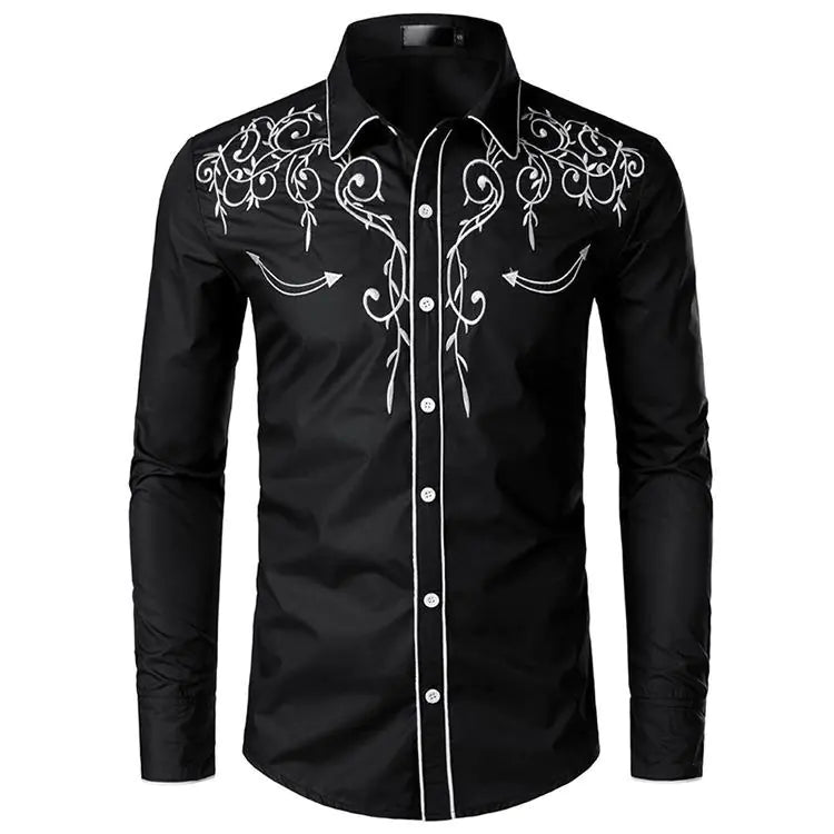 Men's Western Embroidered Casual Shirt