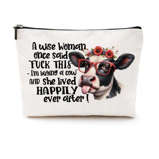 Cow Print Cosmetic Bag for Women
