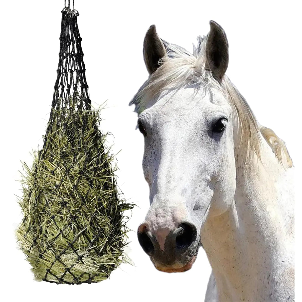 Benustra Hay Bags for Horses 40" Length Slow Feeder Hay Nets for Horses Horse Feeder Bag with 2” Slow Feeding Holes Easy Fill Metal Ring for Goats Horse Improve Digestion Reduce Waste Supplies