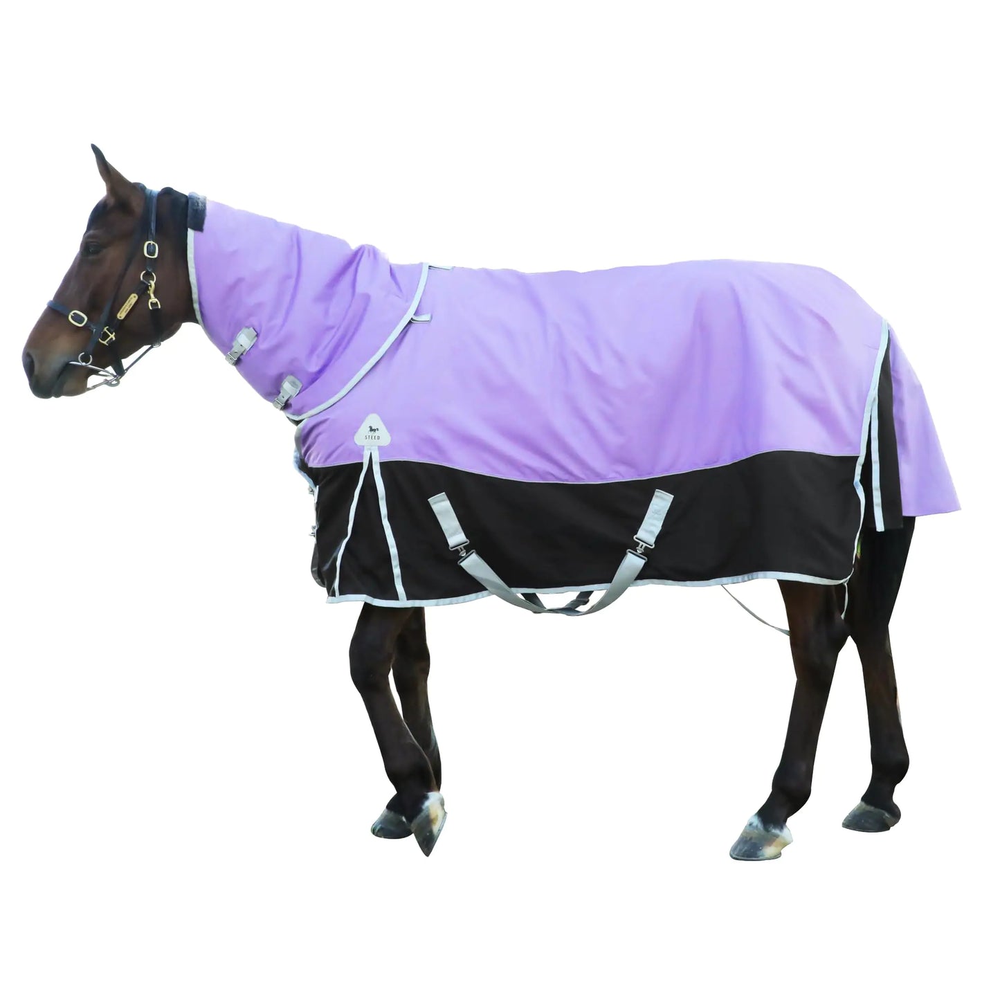 GANGXUN Premium 1600D Waterproof Horse Turnout Blanket with Detachable Neck Winter Medium Weight 400g Warm Cotton Filling Premium Turnout Horse Blanket with Detachable Neck Cover
